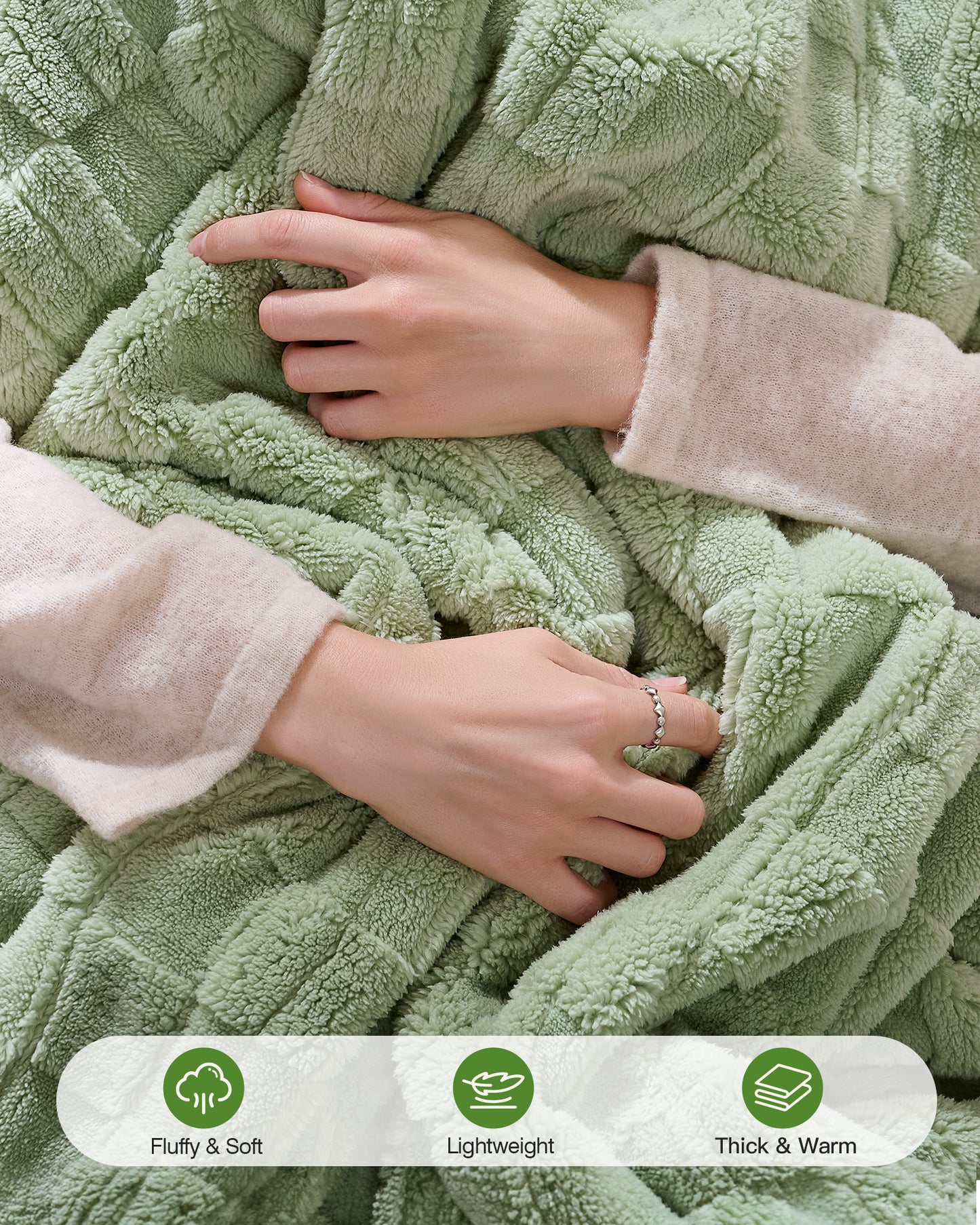 50" × 60" Heated Throw Blanket — 9 Heat Levels, 1–10H Timer, Fast Even Warming Electric Blanket Throw, Machine Washable — Green & Gray