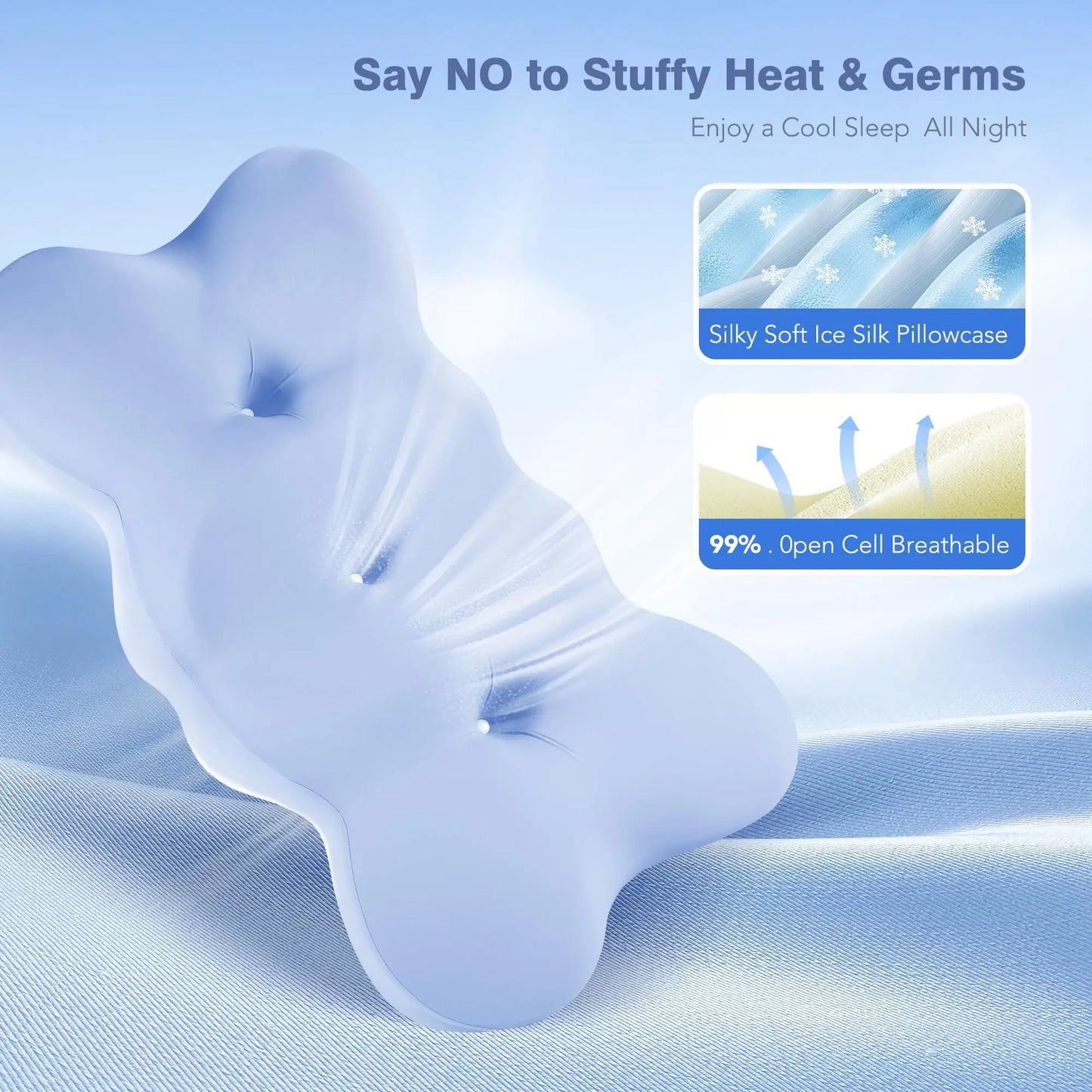 Ocuuziisu Neck Pillows for Pain Relief Sleeping, Neck Support Pillow, Cervical Pillow for Neck and Shoulder Pain Relief, Orthopedic Pillow for Side Sleepers, Breathable Washable Cover