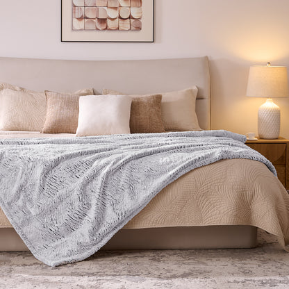 Ocuuziisu 62" × 84" Electric Heated Blanket — 9 Heat Levels, 1–10H Timer, Fast Heating Electric Blanket, Machine Washable — Brushed White