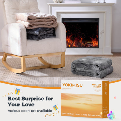 Ocuuziisu Electric Blanket 90" x 100" King Size Heated Blanket, Flannel and Sherpa, 10 Hour Auto-off, 9 Heat Settings, Fast Heating, Machine Washable