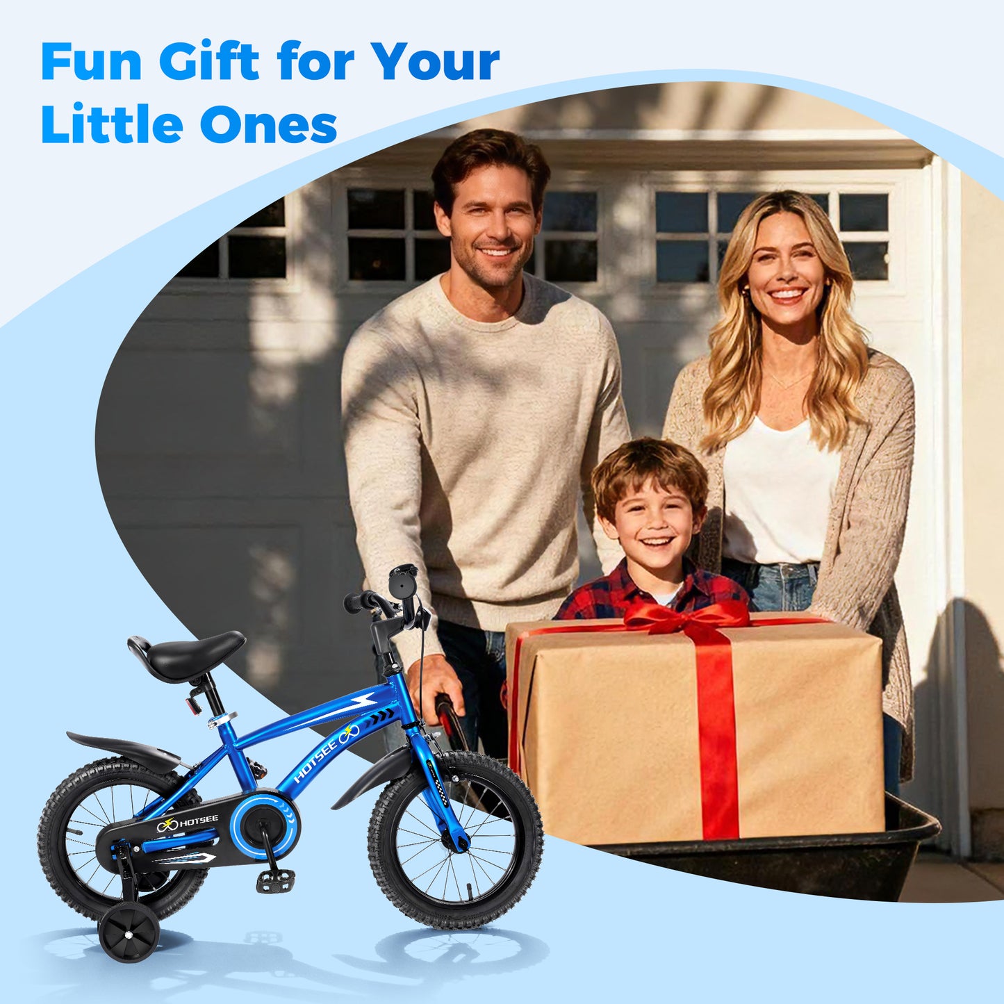 iTeafcom 14-Inch Kids Bike for Toddlers Ages 4-6 Years, Girls & Boys Bicycle with Removable Training Wheels, Front Handbrake & Rear Coaster Brake, Includes Basket & Bell