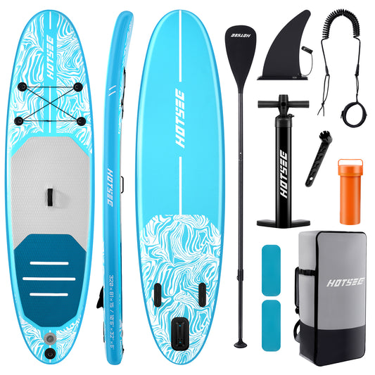 10'6" Inflatable Stand Up Paddle Board, 6" Thick SUP with Accessories, Double Action Pump