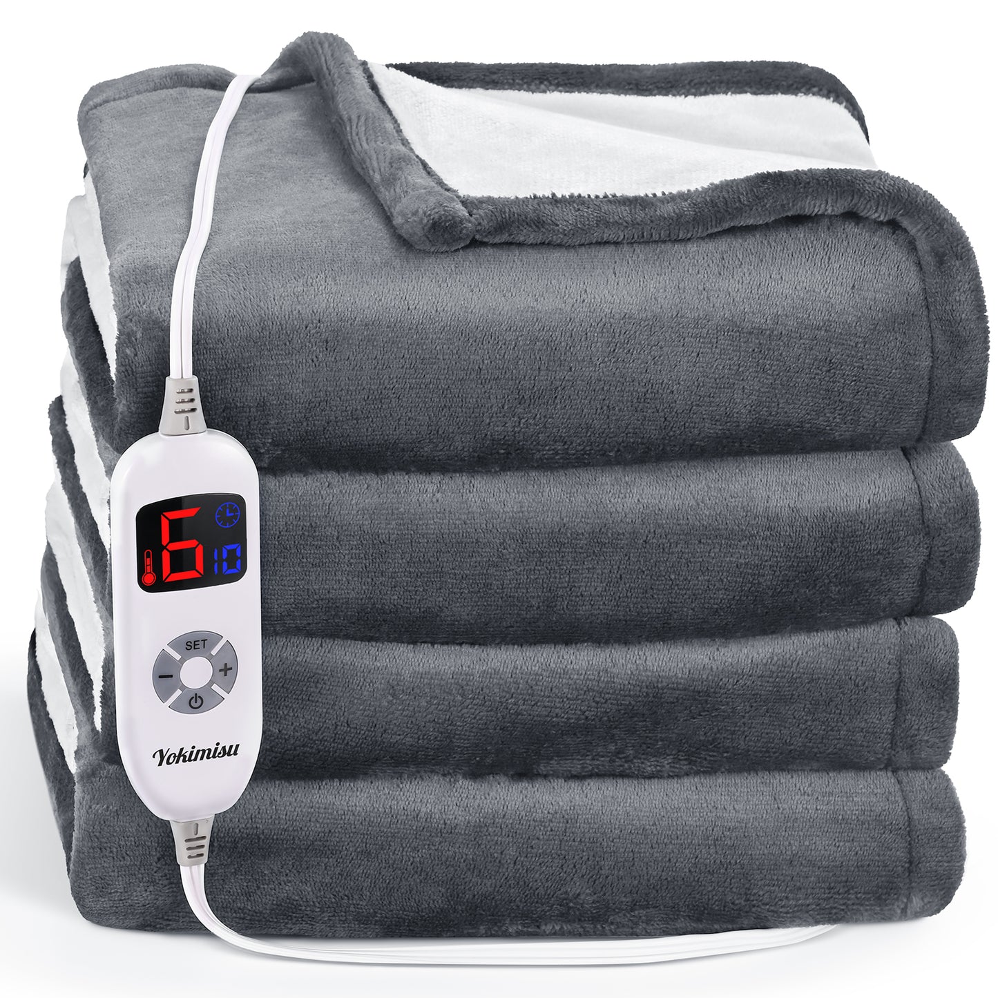 Ocuuziisu Electric Blanket 72" x 84" Full Size Heated Blanket, Fast Heating, 10 Hour Auto-off, 6 Heat Levels, Machine Washable, Navy Blue