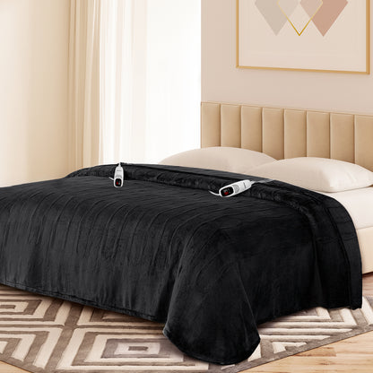 Ocuuziisu Electric Blanket 90" x 100" King Size Heated Blanket, Flannel and Sherpa, 10 Hour Auto-off, 9 Heat Settings, Fast Heating, Machine Washable, Camel