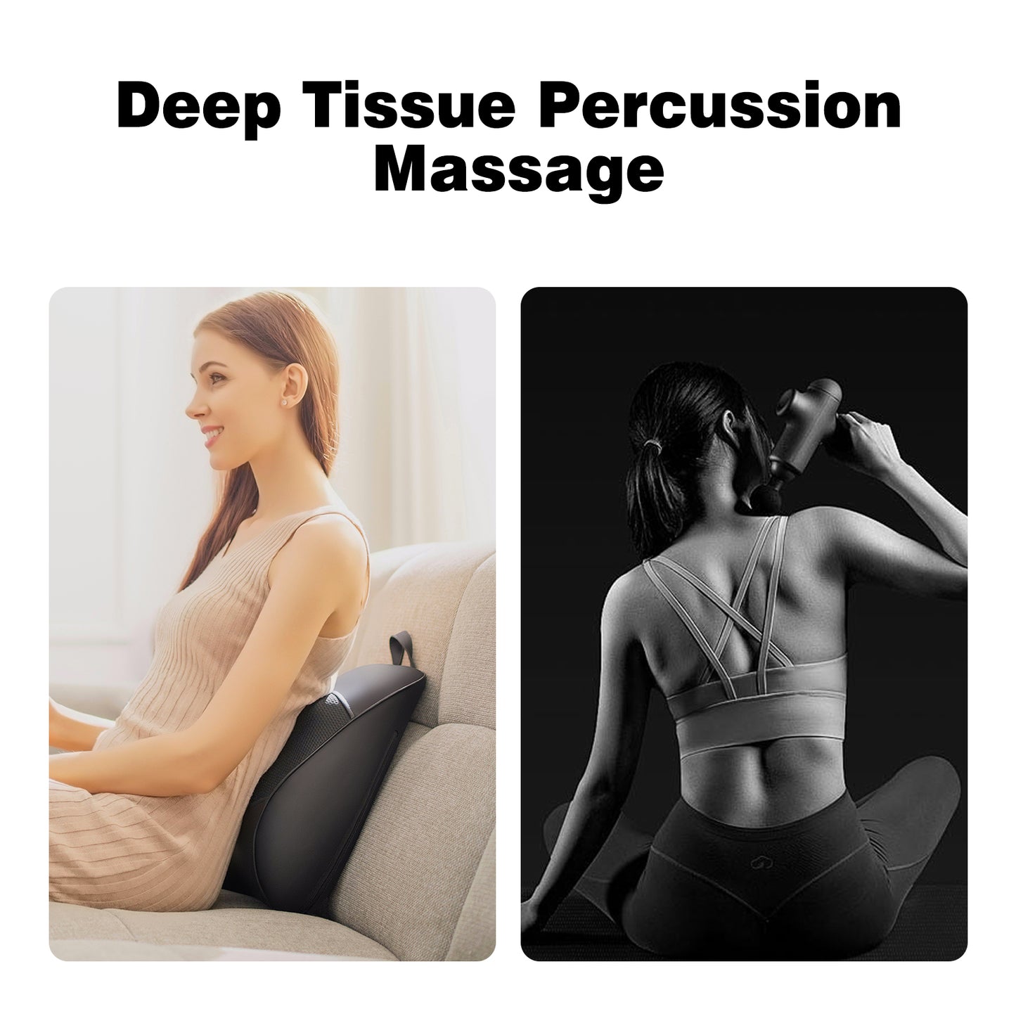 iTeafcom Shiatsu & Percussion Back Massager with Heat, 3D Deep Tissue Kneading for Lower Back Pain, Portable Electric Massage Pillow for Chair, Home Office Use