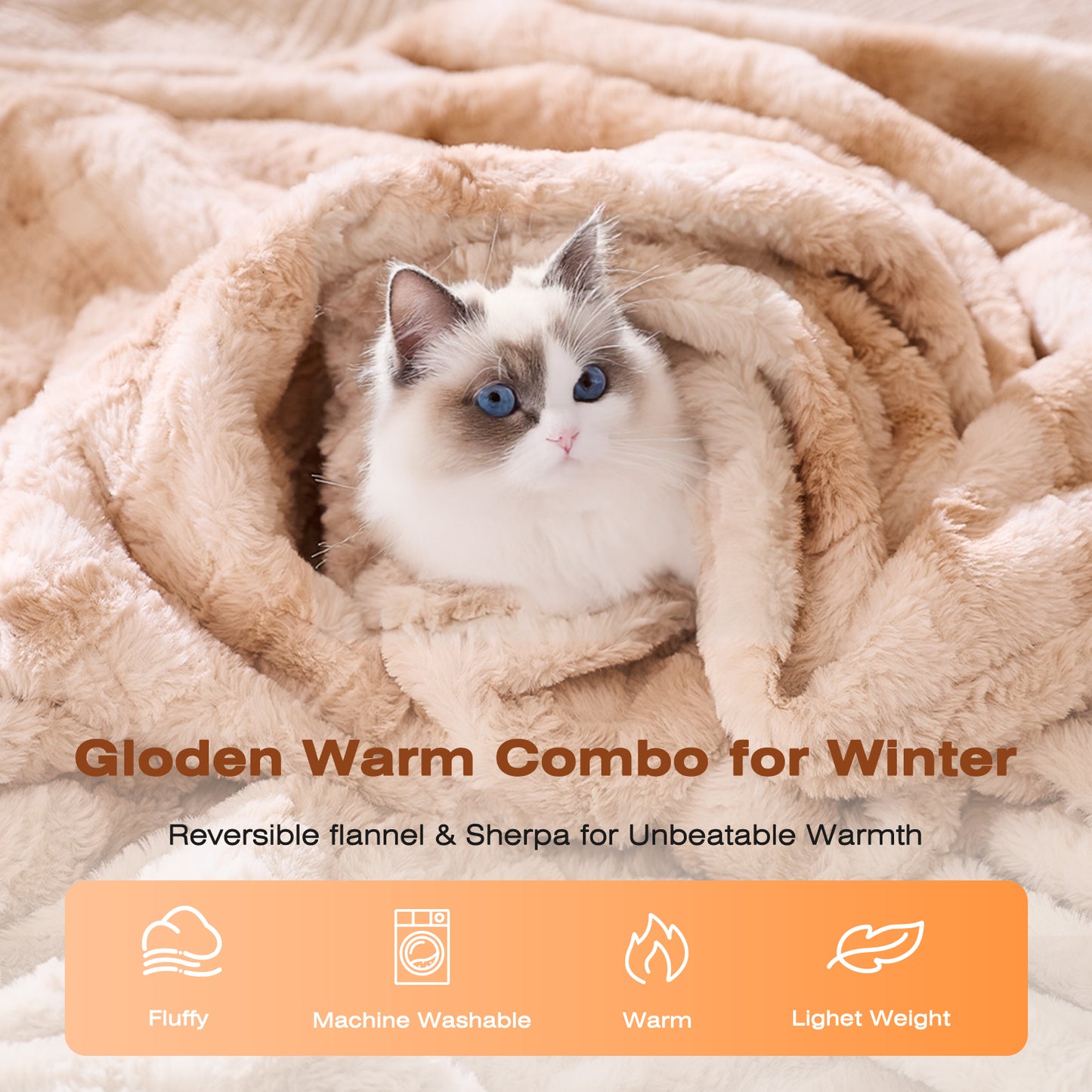 Ocuuziisu 90" × 100" Electric Blanket, King Size Heated Blanket, Brushed Faux Fur & Flannel, 9 Heat Levels, 1–10H Timer, Camel