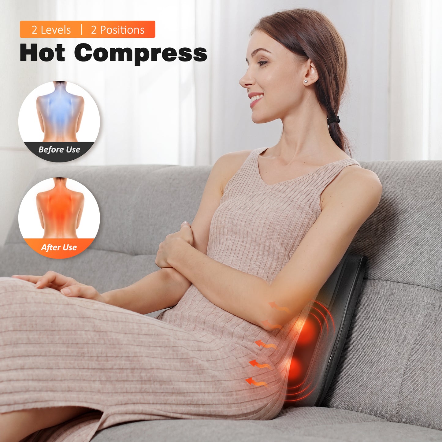 iTeafcom Back Massager with Heat, 3D Kneading Massage Pillow for Back, Neck, Shoulder, Leg Pain Relief Deep Tissue, Gifts for Women Men Mom Dad