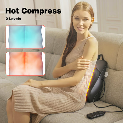 iTeafcom Shiatsu & Percussion Back Massager with Heat, 3D Deep Tissue Kneading for Lower Back Pain, Portable Electric Massage Pillow for Chair, Home Office Use