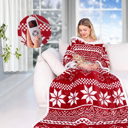 Ocuuziisu Wearable Heated Throw Blanket with Pockets, 50" x 70" Flannel and Sherpa Electric Wrap Poncho Shawl, 9 Heat Settings, 10-Hour Auto Shut Off, Machine Washable, Gray