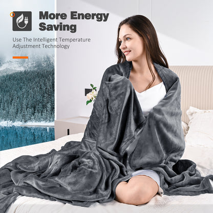 Ocuuziisu Electric Blanket 72" x 84" Full Size Heated Blanket, Fast Heating, 10 Hour Auto-off, 6 Heat Levels, Machine Washable, Navy Blue