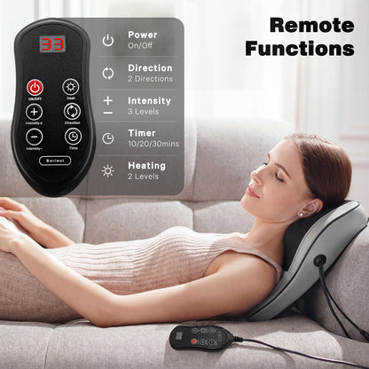 iTeafcom Back Massager with Heat, 3D Kneading Massage Pillow for Back, Neck, Shoulder, Leg Pain Relief Deep Tissue, Gifts for Women Men Mom Dad