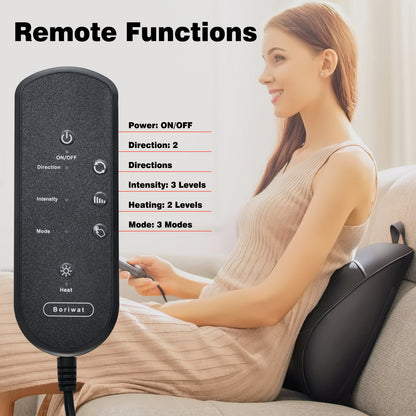 iTeafcom Shiatsu & Percussion Back Massager with Heat, 3D Deep Tissue Kneading for Lower Back Pain, Portable Electric Massage Pillow for Chair, Home Office Use