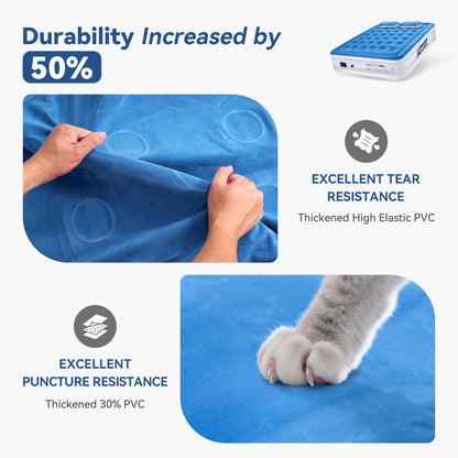 Queen Air Mattress, Inflatable Air bed with Wireless Built-in Pump and Pillow for Camping Travel Guest Home, 650lb Max, Size 16"