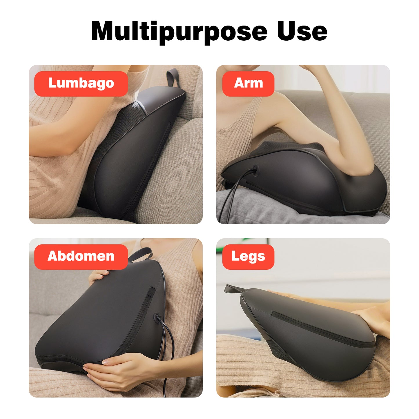 iTeafcom Shiatsu & Percussion Back Massager with Heat, 3D Deep Tissue Kneading for Lower Back Pain, Portable Electric Massage Pillow for Chair, Home Office Use
