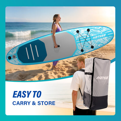 10'6" Inflatable Stand Up Paddle Board, 6" Thick SUP with Accessories, Double Action Pump