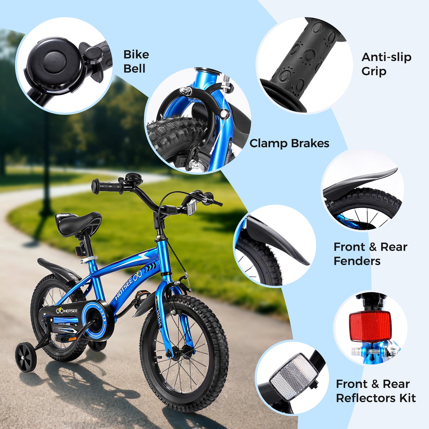 iTeafcom 14-Inch Kids Bike for Toddlers Ages 4-6 Years, Girls & Boys Bicycle with Removable Training Wheels, Front Handbrake & Rear Coaster Brake, Includes Basket & Bell