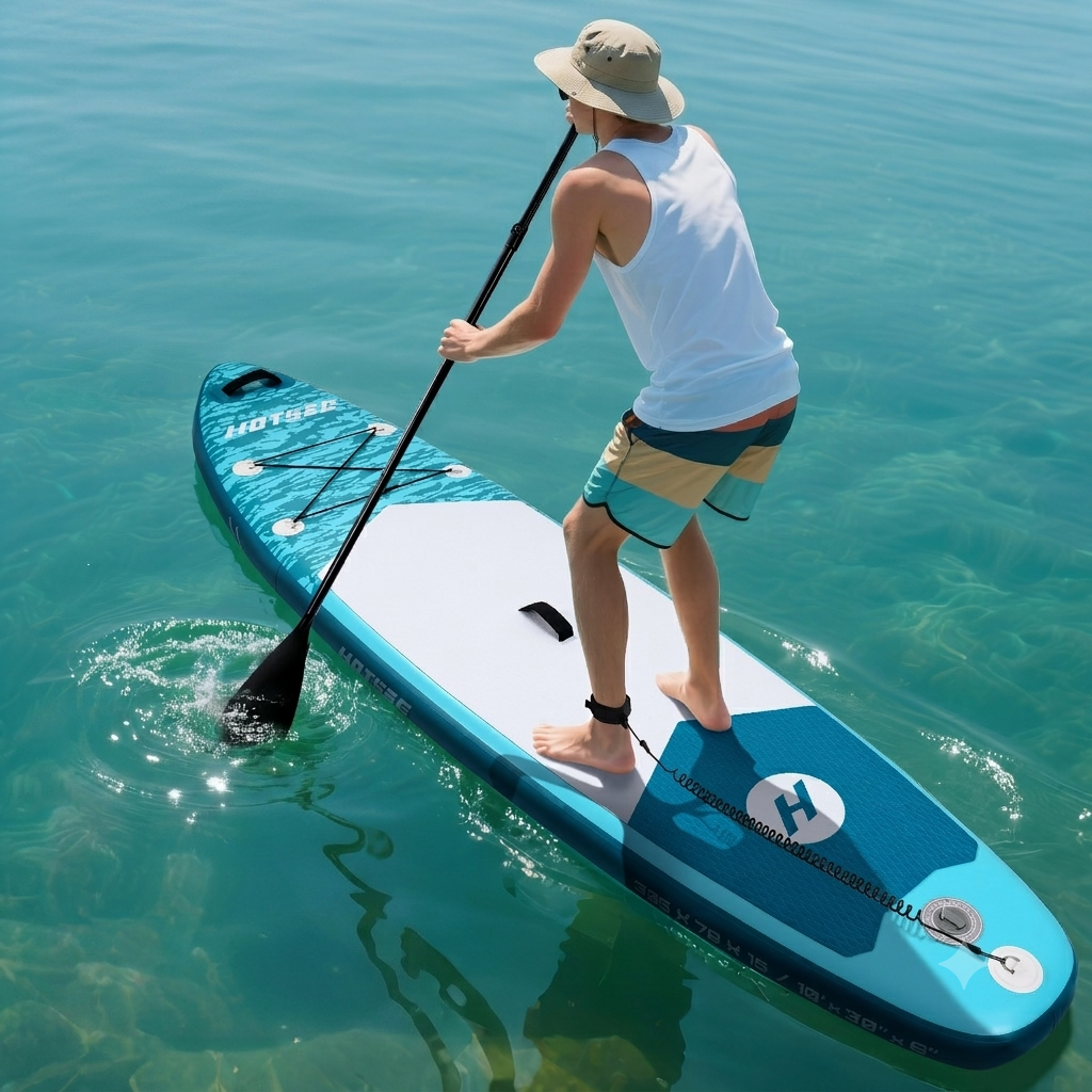 10ft Inflatable Stand up Paddle Board 6" Thick SUP with Accessories, Double Action Pump