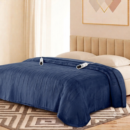 Ocuuziisu Electric Blanket 90" x 100" King Size Heated Blanket, Flannel and Sherpa, 10 Hour Auto-off, 9 Heat Settings, Fast Heating, Machine Washable, Camel
