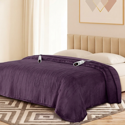 Ocuuziisu Electric Blanket 90" x 100" King Size Heated Blanket, Flannel and Sherpa, 10 Hour Auto-off, 9 Heat Settings, Fast Heating, Machine Washable, Camel
