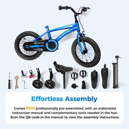 iTeafcom 14-Inch Kids Bike for Toddlers Ages 4-6 Years, Girls & Boys Bicycle with Removable Training Wheels, Front Handbrake & Rear Coaster Brake, Includes Basket & Bell
